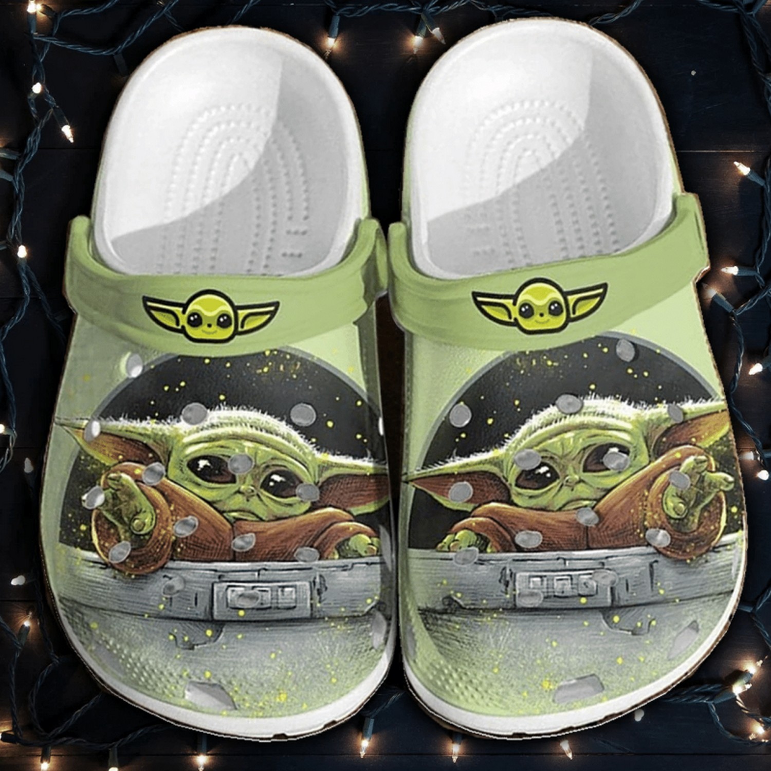 cute baby yoda in spaceship star wars movie clogs for kids and adults h2ian