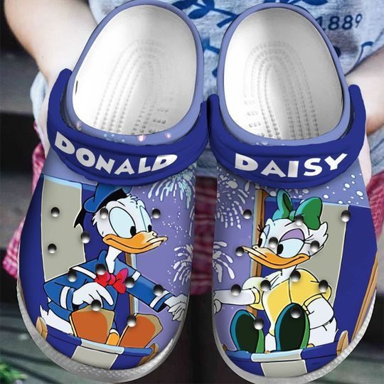 cute couple donald and daisy duck blue clogs for kids 26 adults bl7ns