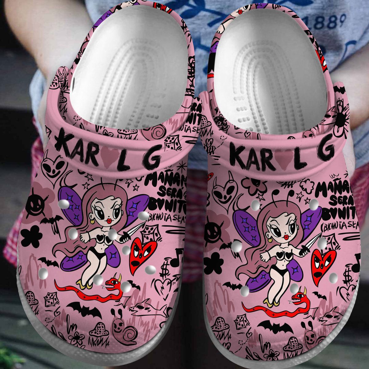 cute design karol g pink crocs perfect gift for fans 6cxf6