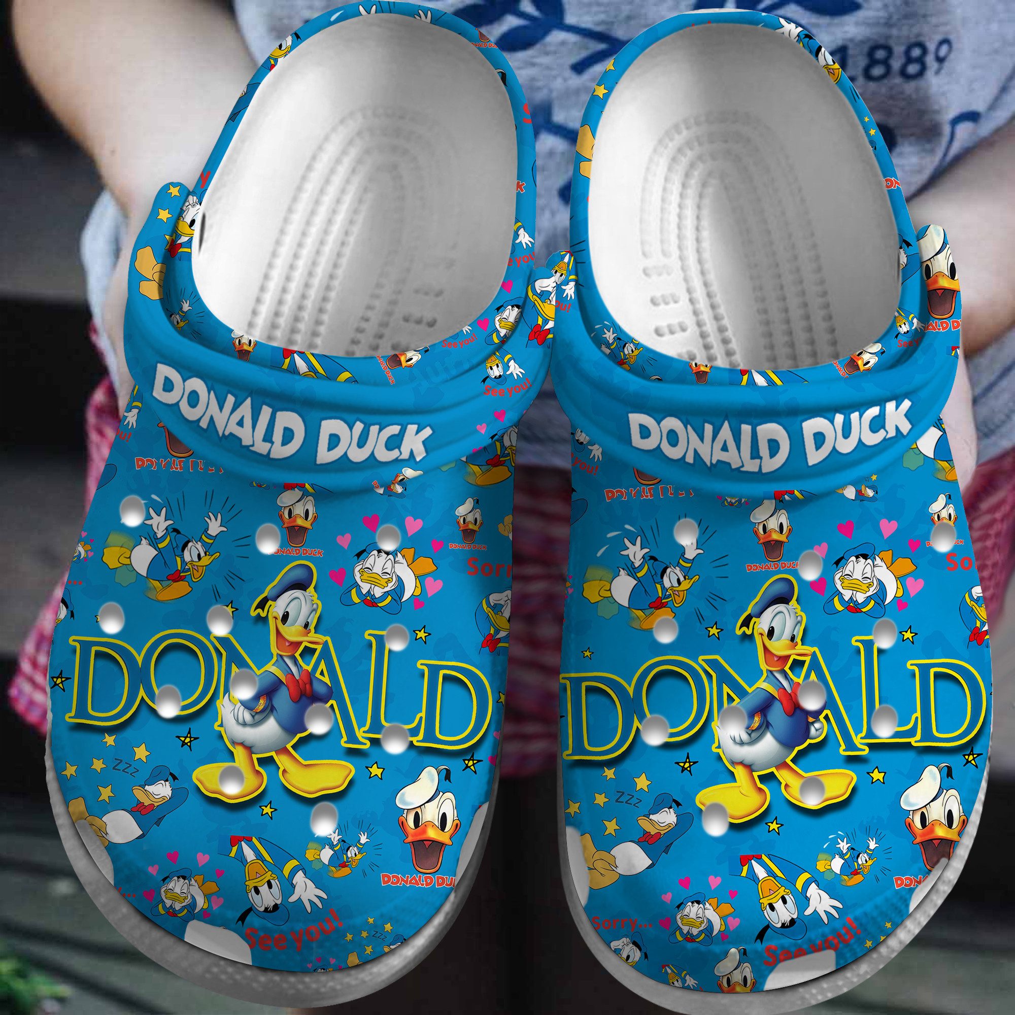cute donald duck cartoon blue crocs for kids and adults bqqdn