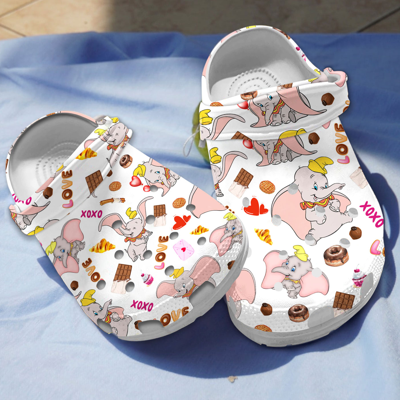 cute dumbo love sweets white cartoon clogs for kids and adults ztgpe