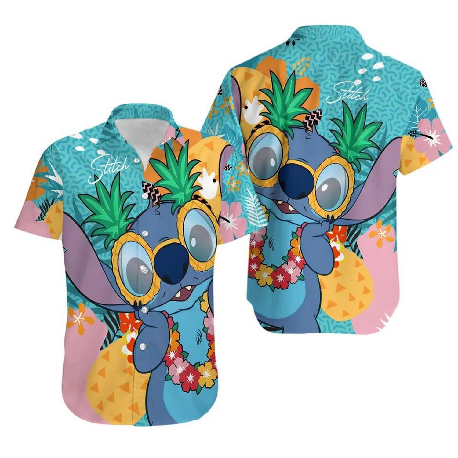 cute floral monster stith tropical hawaiian shirt fvxoi