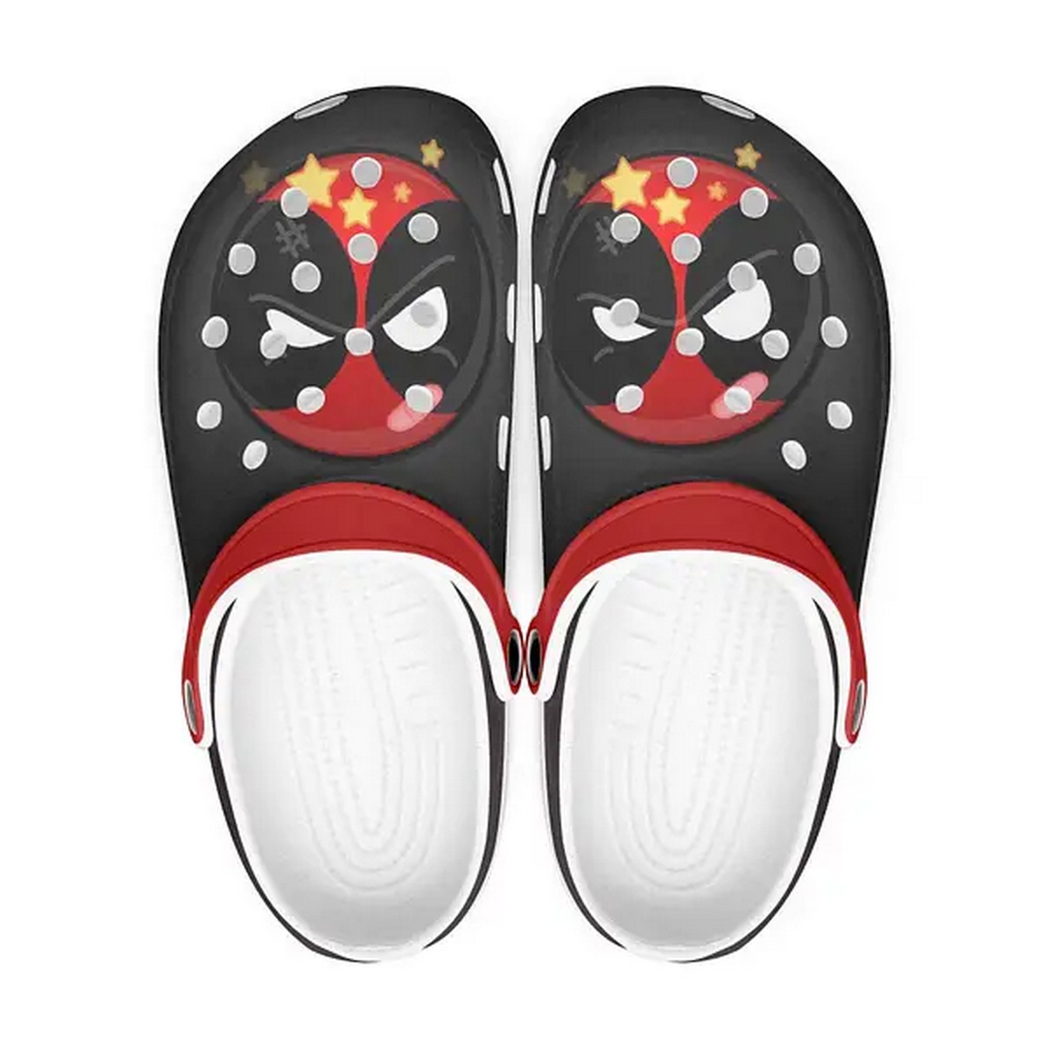 cute funny face deadpool chibi clogs for kids 26 adults pv4yj