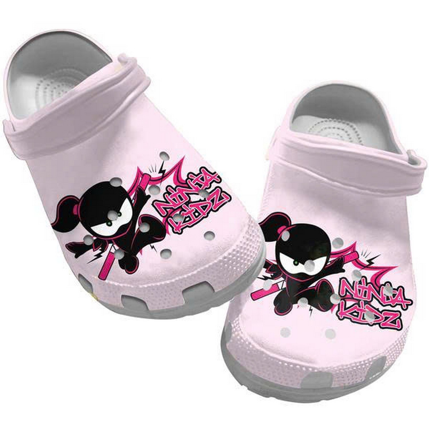 cute girl pink ninja kidz light pink clogs for kids and adults 2byzl