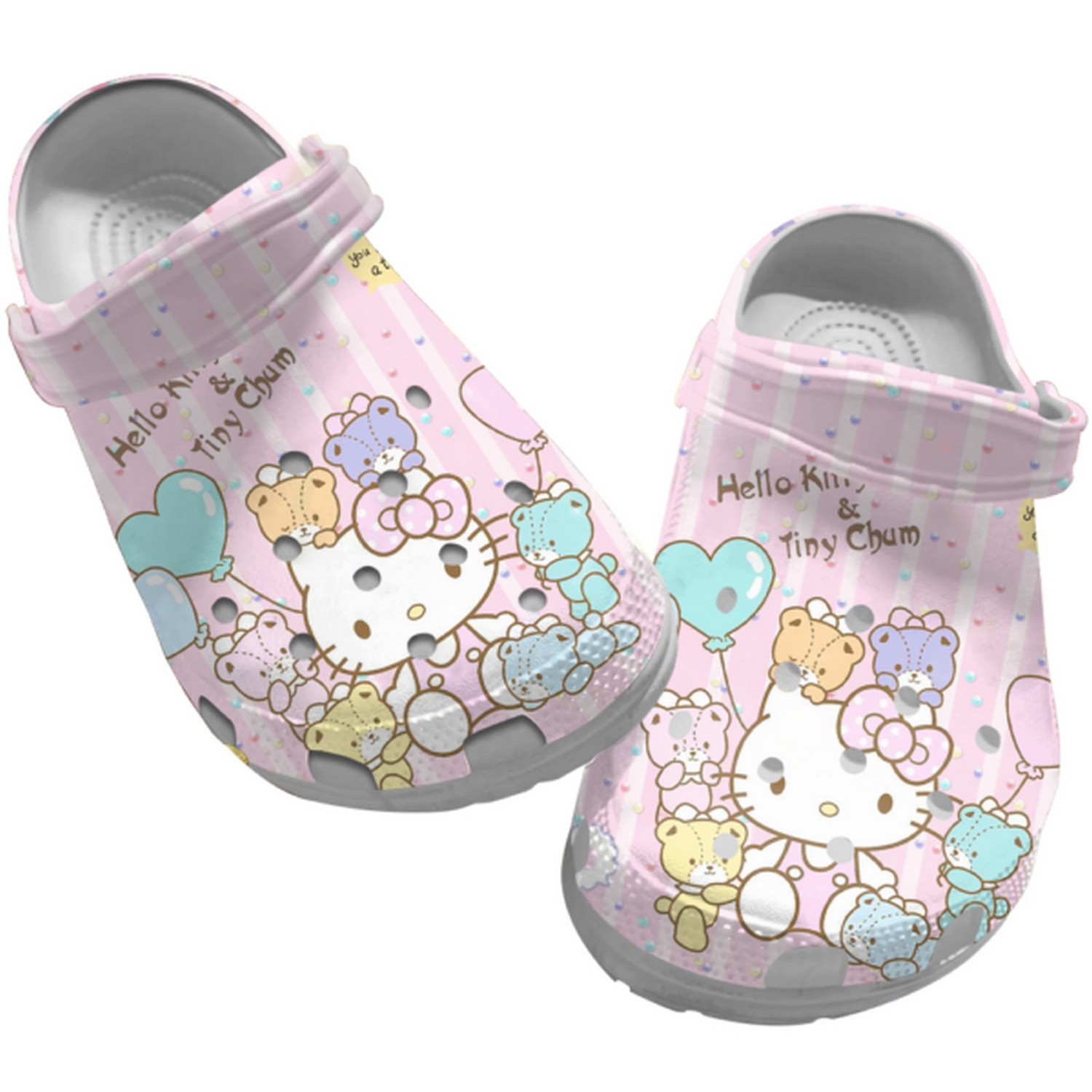 cute hello kitty and tina chum pink stripes clogs for kids and adults ahrcx