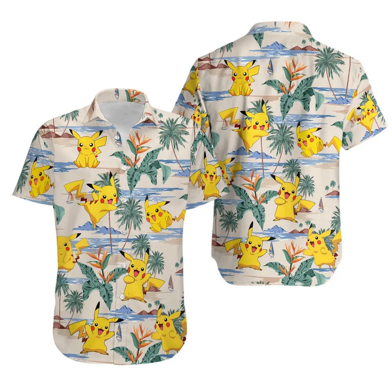 cute pikachu summer beach hawaiian shirt yoyoz