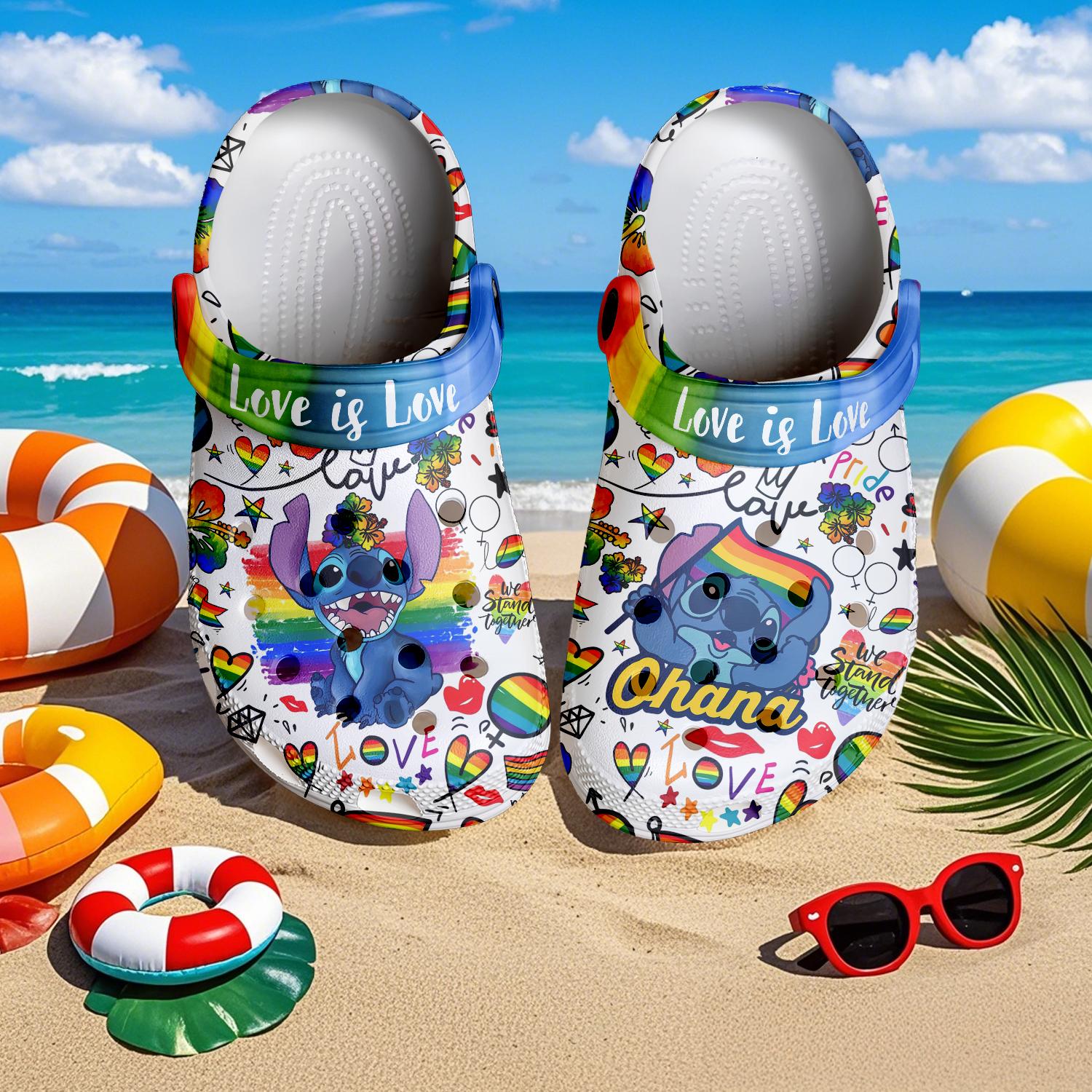 cute stitch love is love pride month clogs for kids and adults onhhr
