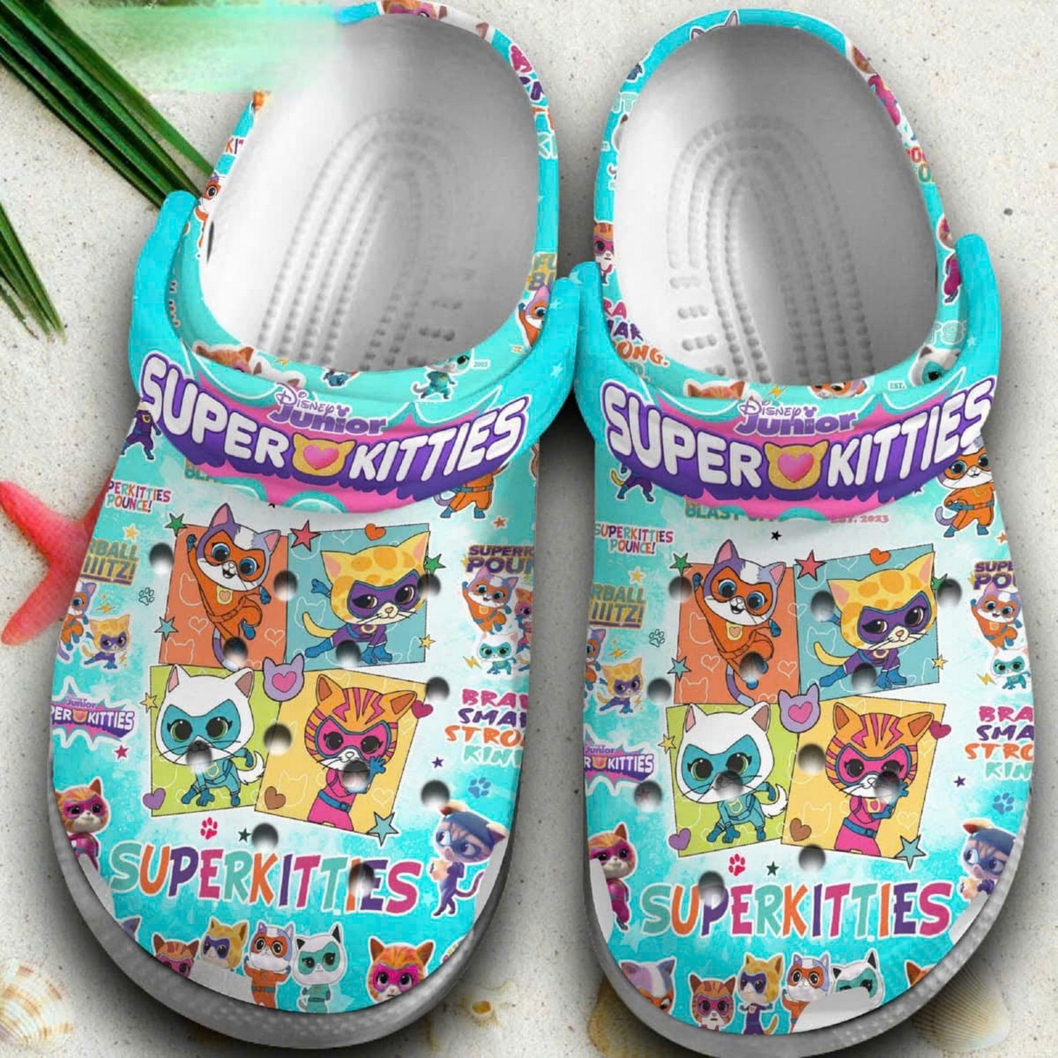 cute superkitties cartoon blue sky clogs fast shipping available 5h77n