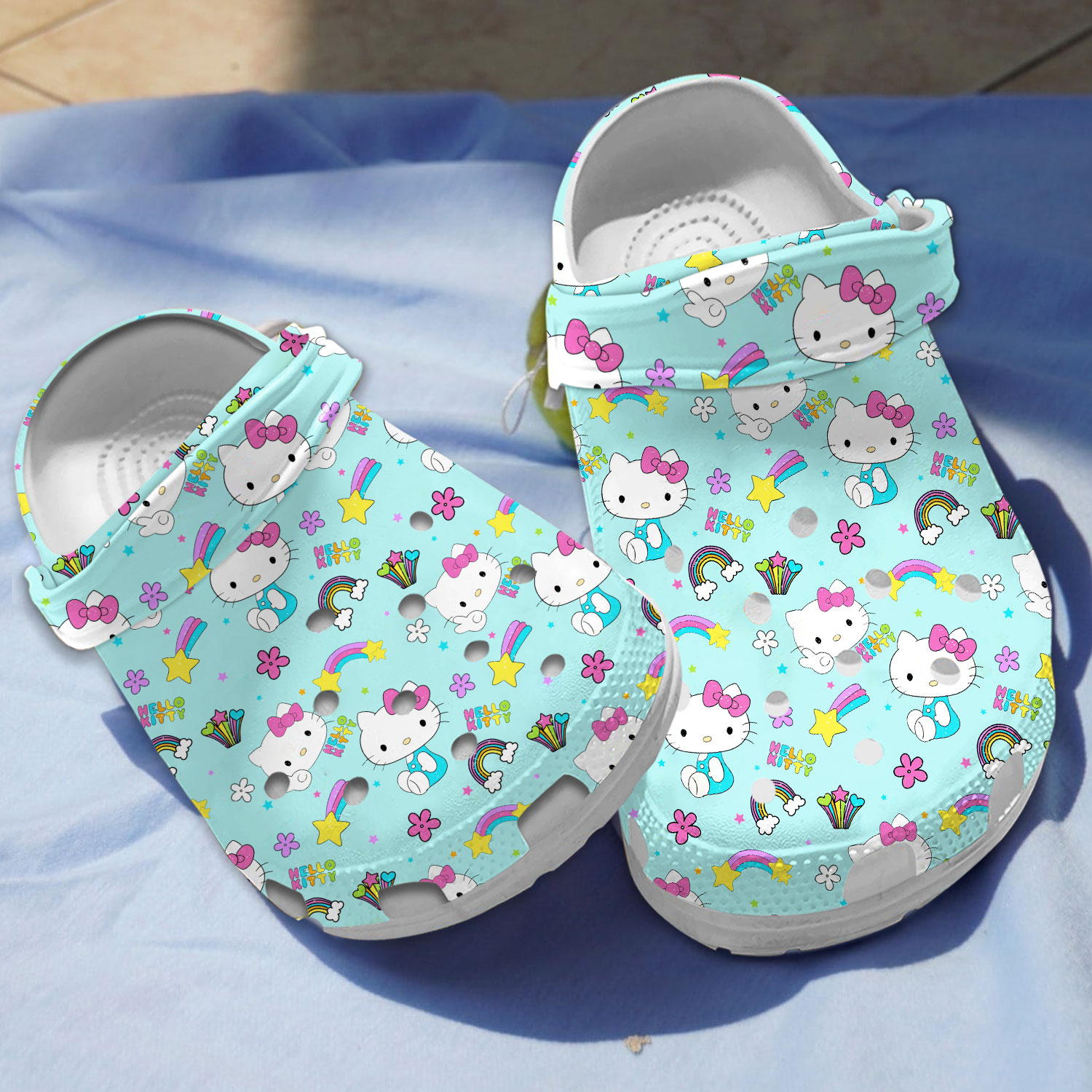 cutie green shoes hello kitty pattern clogs for kids and adults 9evbz