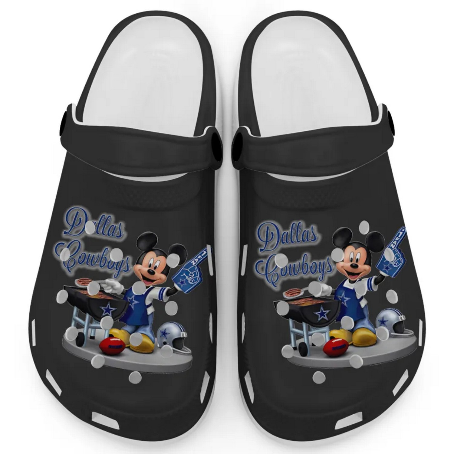 dallas cowboys mickey mouse classic black clogs for kids and adults 3ciqb