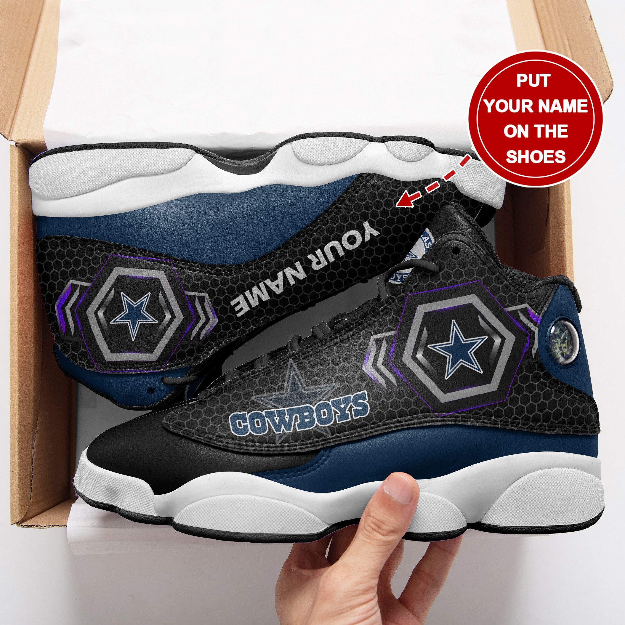 dallas cowboys personalized ajd13 sneakers 18 7ms3h