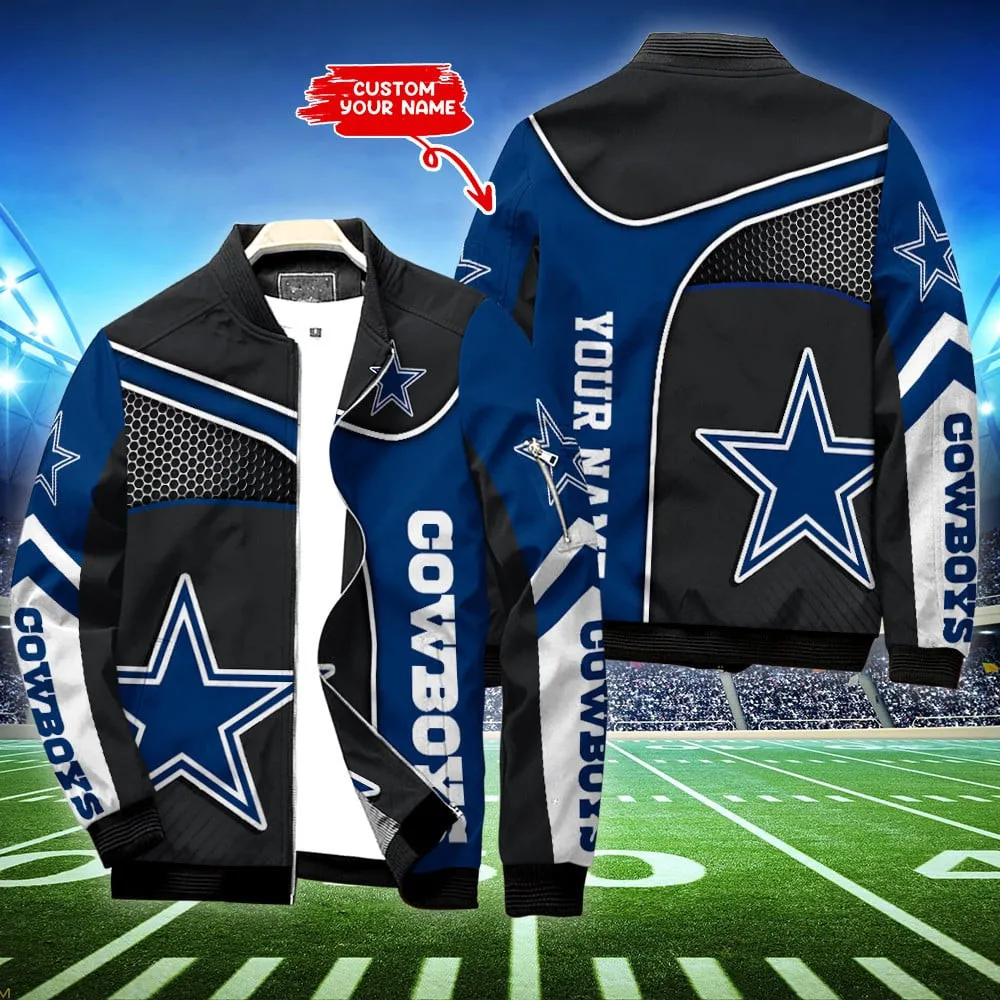 dallas cowboys personalized bomber jacket bg631 pb2bw
