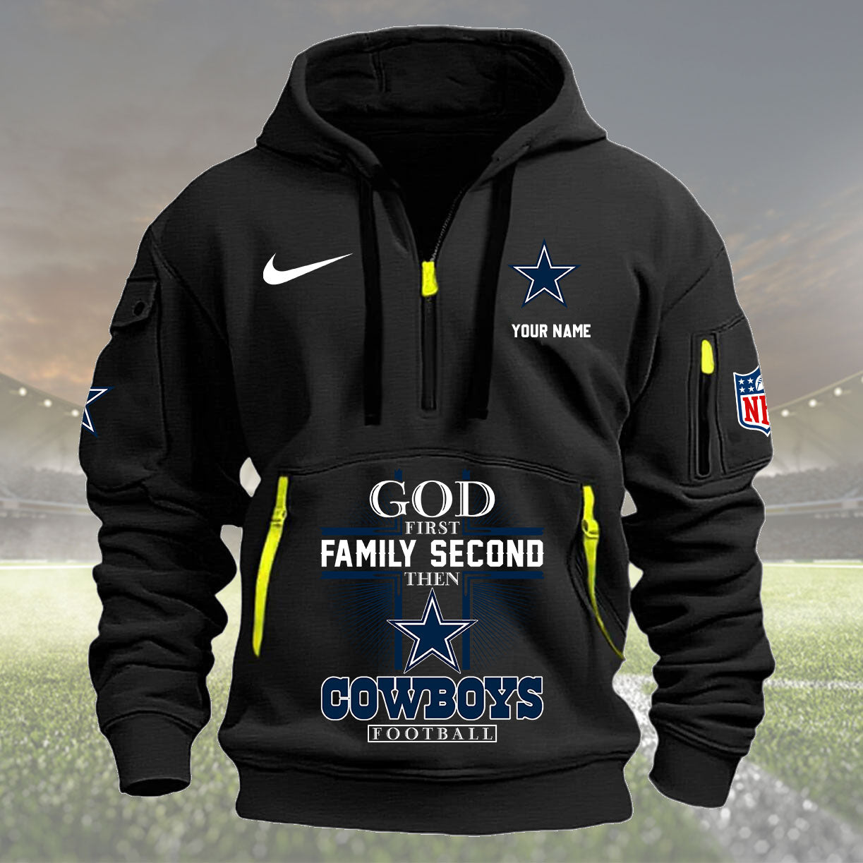 dallas cowboys personalized quarter zip hoodie nfl quarter zip hoodie custom hoodie nfl shirt nfl hoodie sqdes