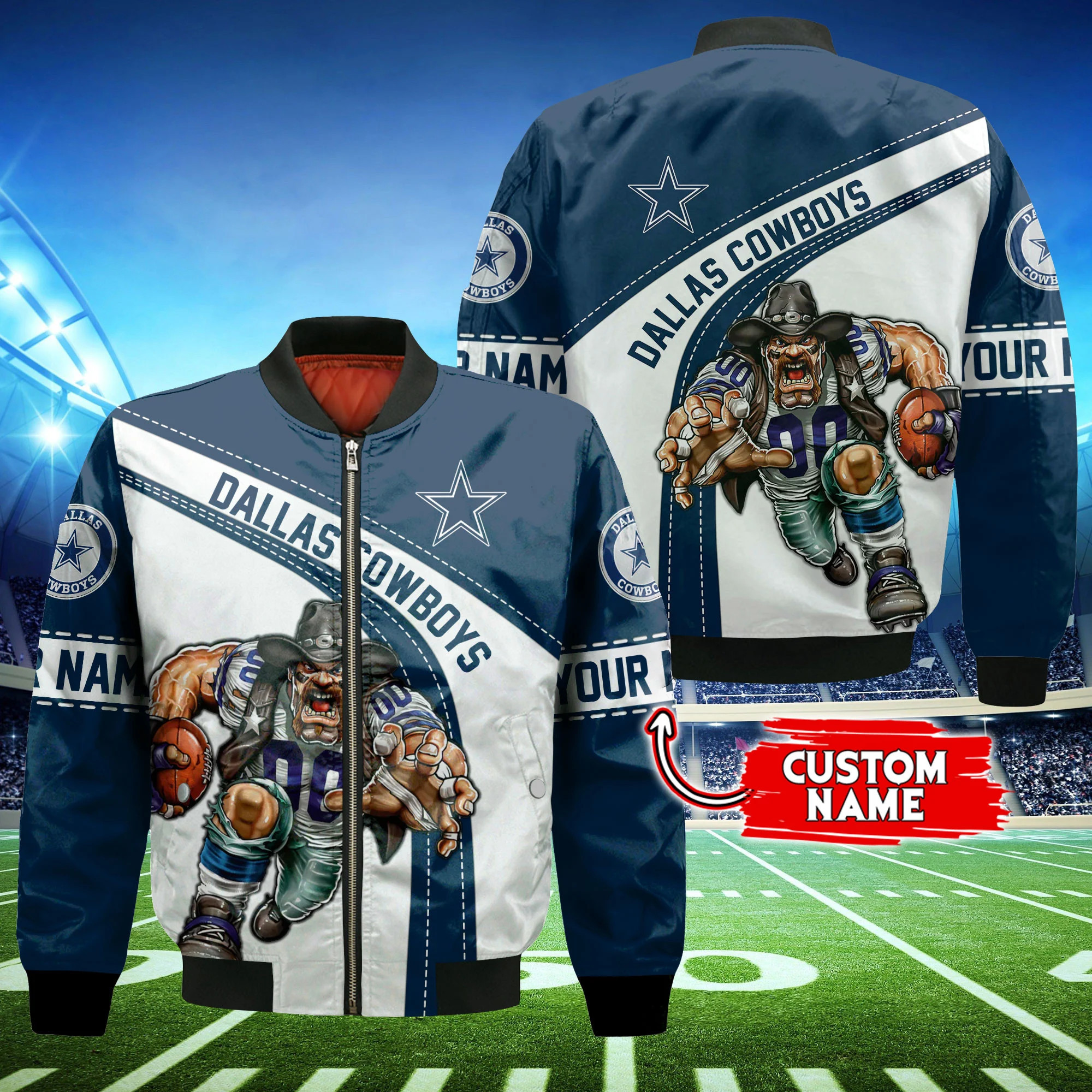 dallas cowboys personalized thick bomber jacket cs116 loert