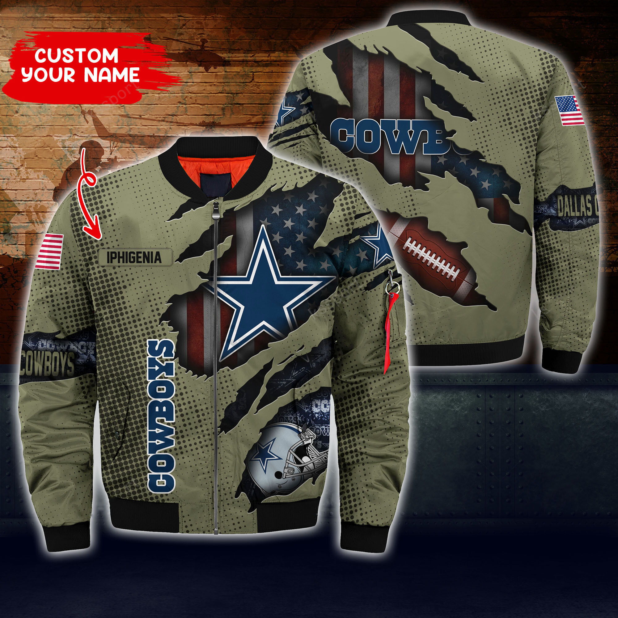 dallas cowboys personalized thick bomber jacket cs48 kwhpc