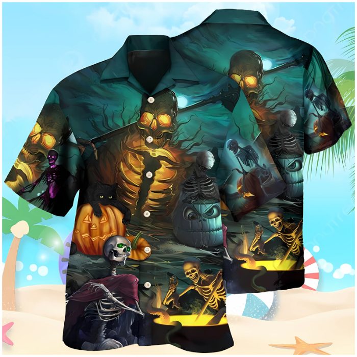 deadly undead waiting for halloween night hawaiian shirt syq8y