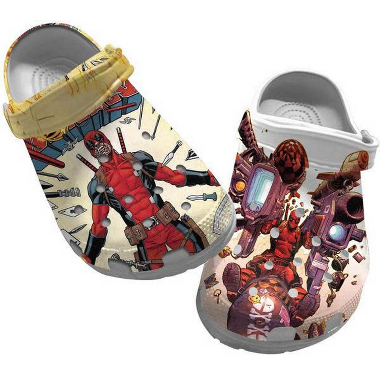 deadpool and his weapon clogs for kids and adults ams6f