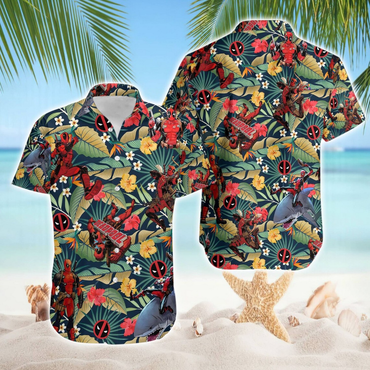 deadpool wade wilson tropical floral hawaiian shirt 9krsv