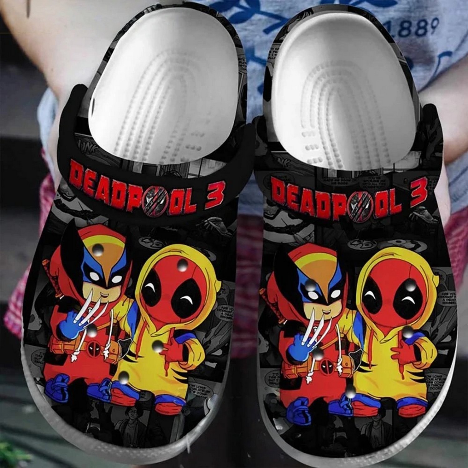 deadpool wolverine chibi cute clogs for kids 26 adults z7xap