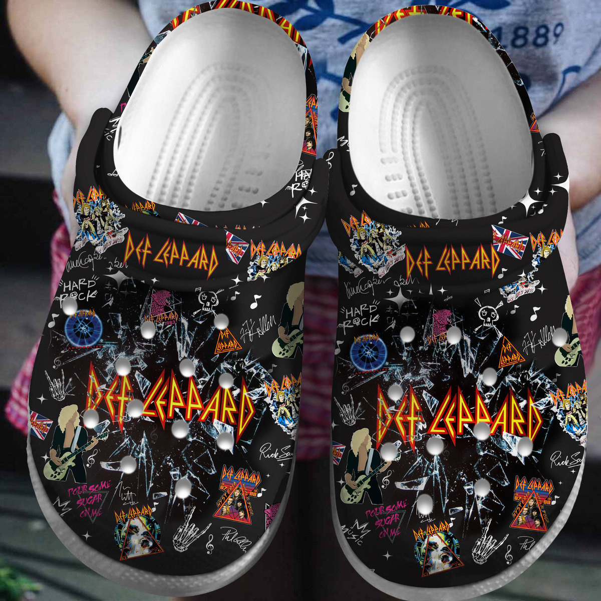 def leppard music comfy black sport clogs for kids and adults rsmsh