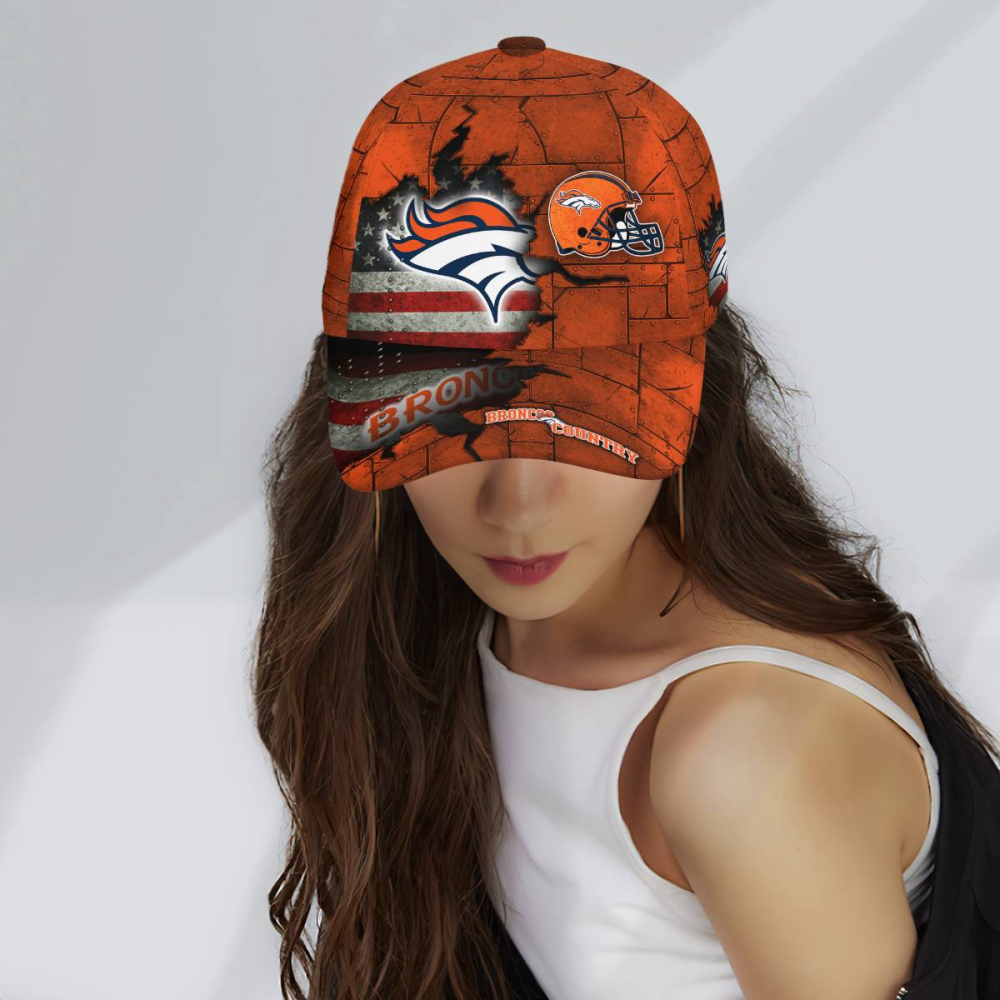 denver broncos american flag metal printed baseball classic cap men hat 3