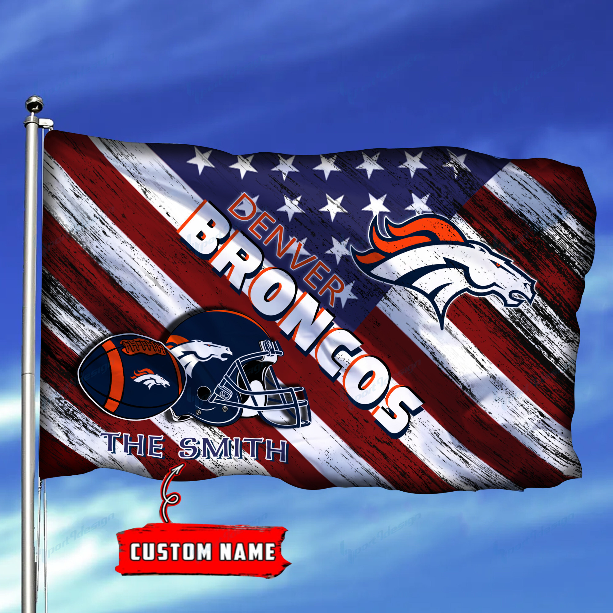 denver broncos personalized flag 144 769ps