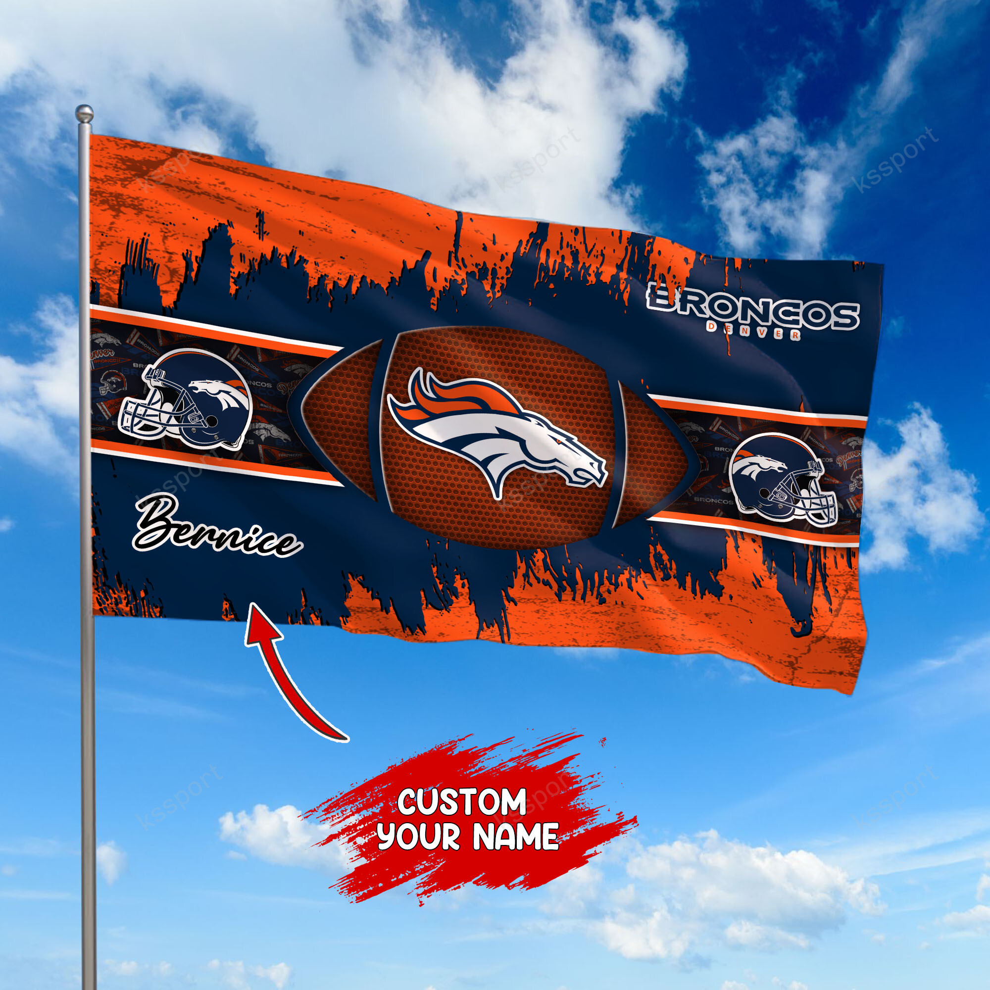 denver broncos personalized flag 382 12xko