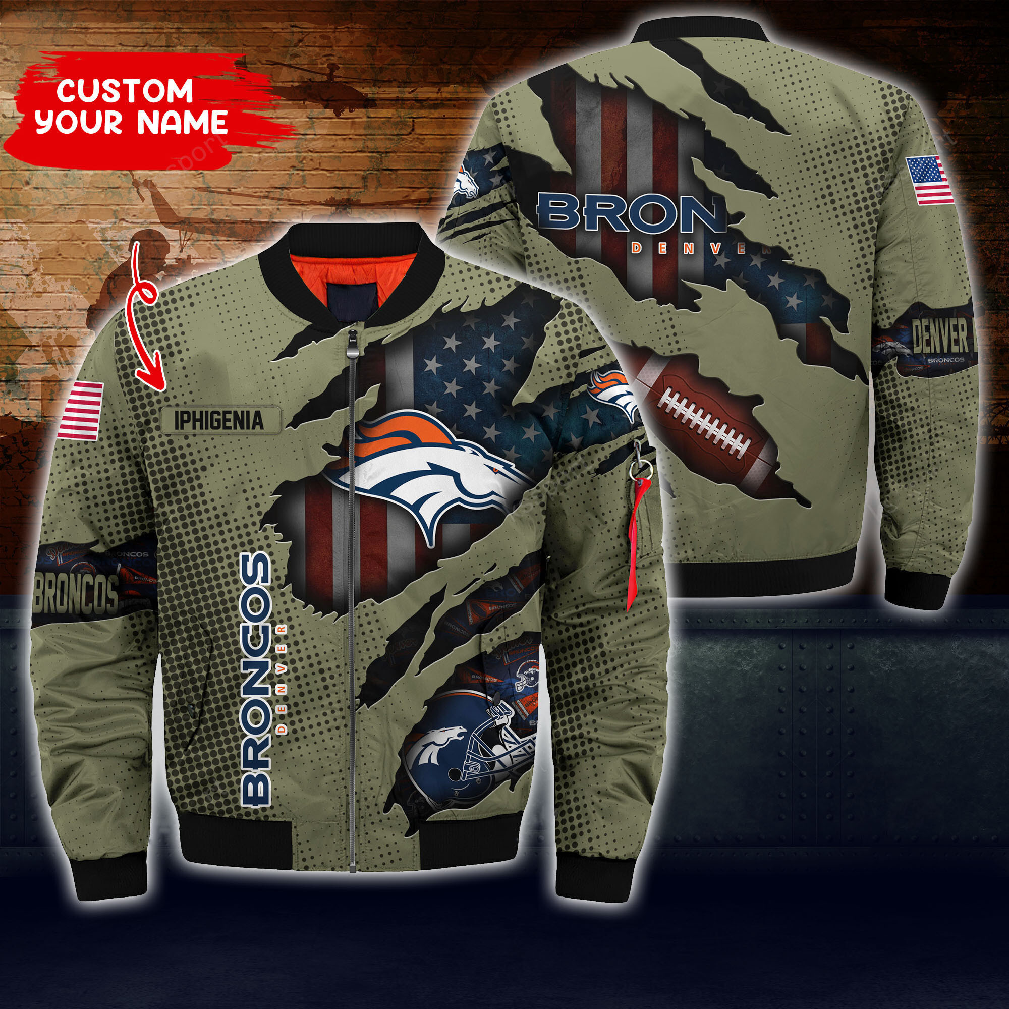 denver broncos personalized thick bomber jacket cs49 rclci