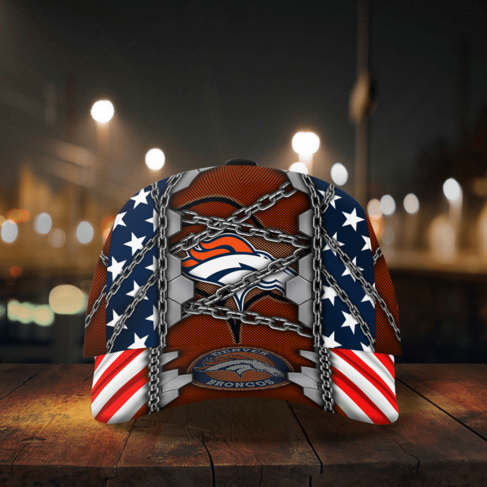 denver broncos stars stripes chain printed baseball classic cap men hat 4