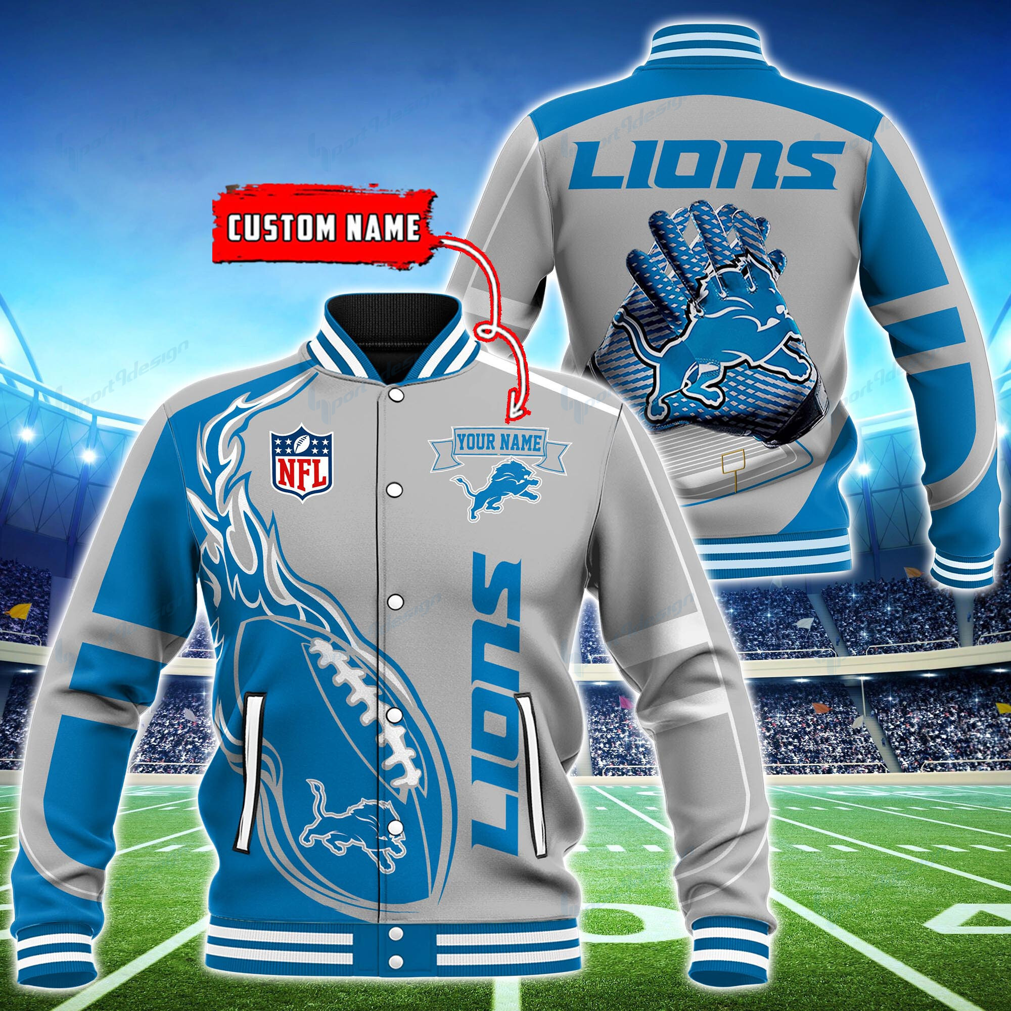 detroit lions personalized baseball jacket bg11 acxyz