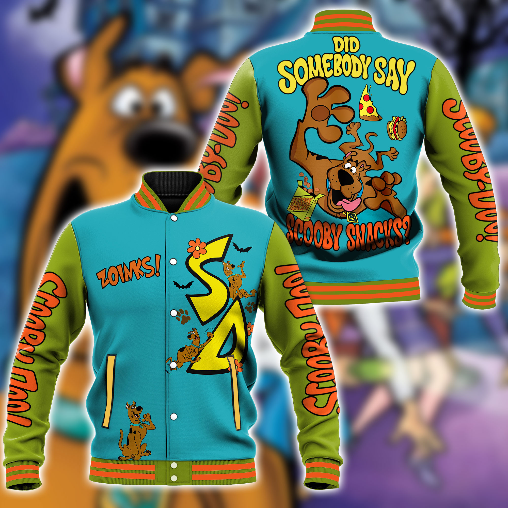 did somebody say scooby doo snacks funny cartoon baseball jacket dbyay