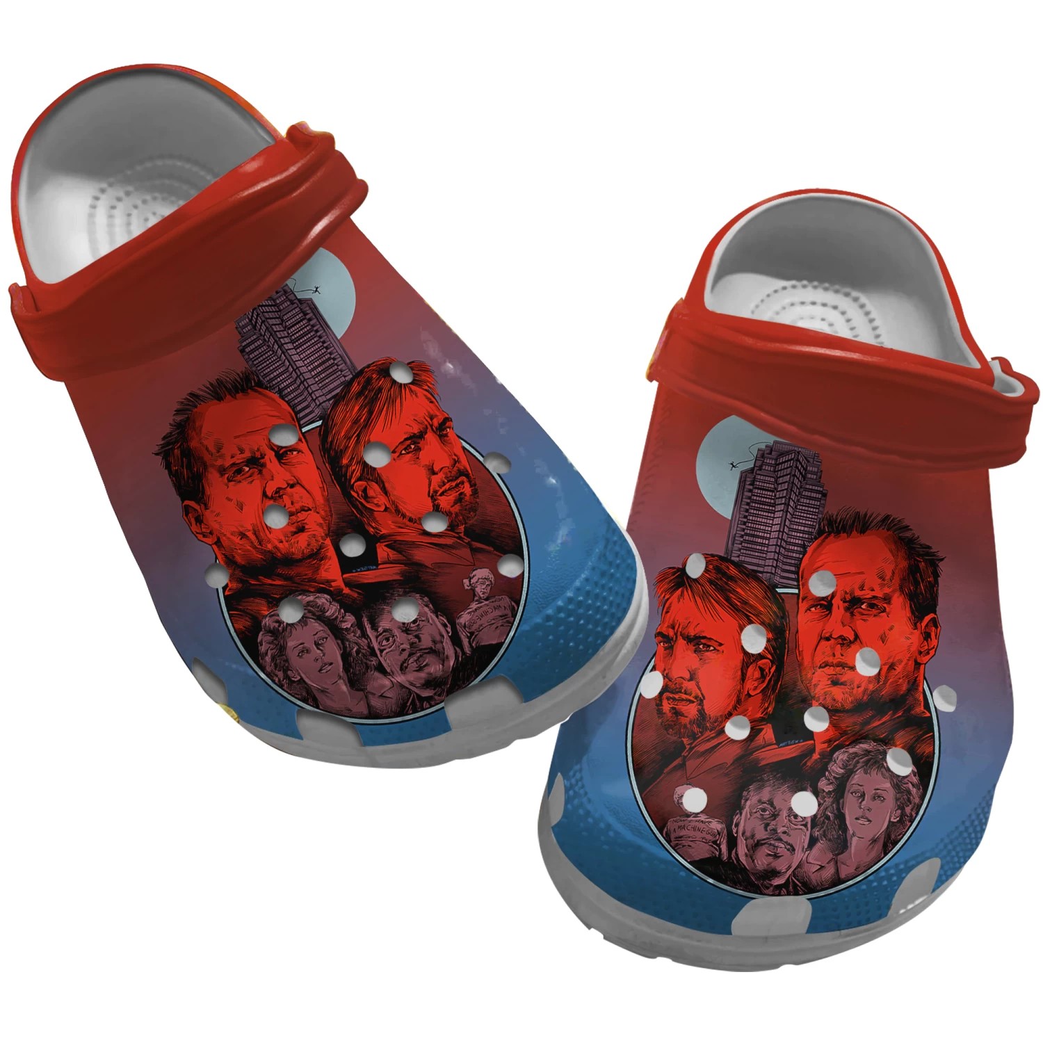 die hard movie alan rickman and hart bochner poster clogs for kids and adults 35pxs