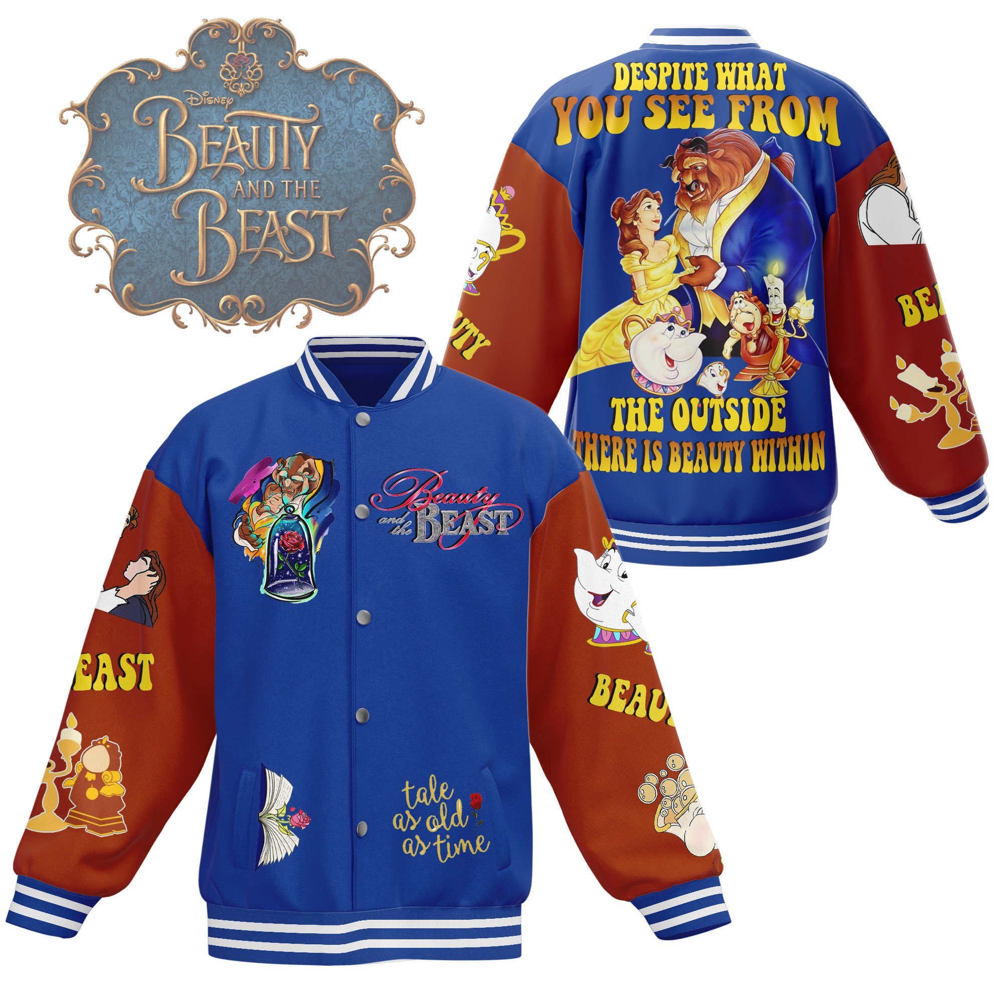 disney beauty and the beast there is beauty within baseball jacket pylsv