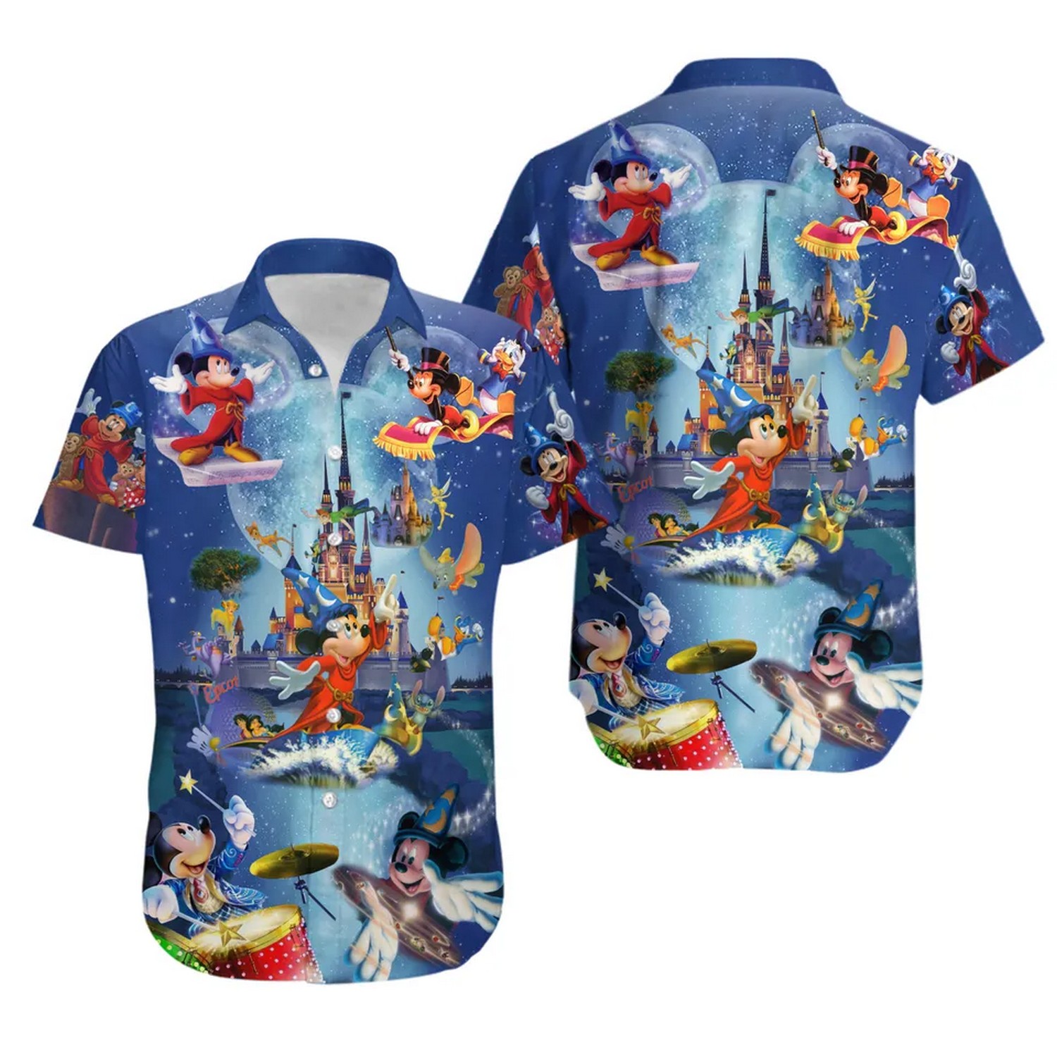 disney castle mickey mouse magican hawaiian shirt lnabp
