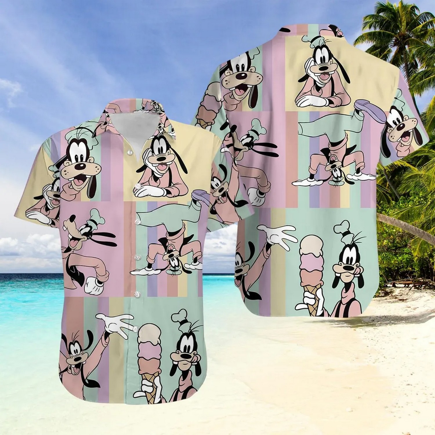 disney goofy cartoon pastel character hawaiian shirt q80mj