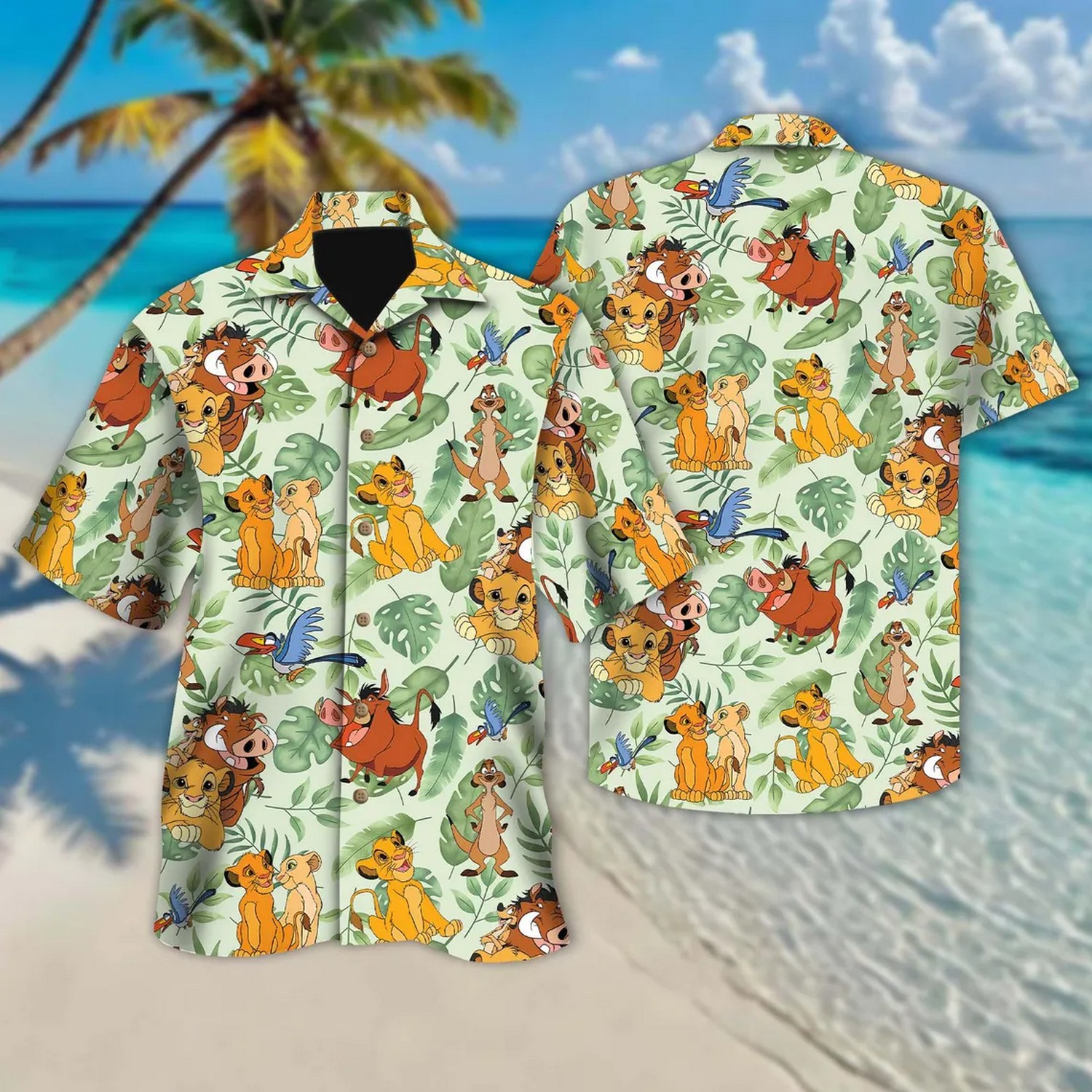 disney lion king little simba and friends floral hawaiian shirt dgbt6