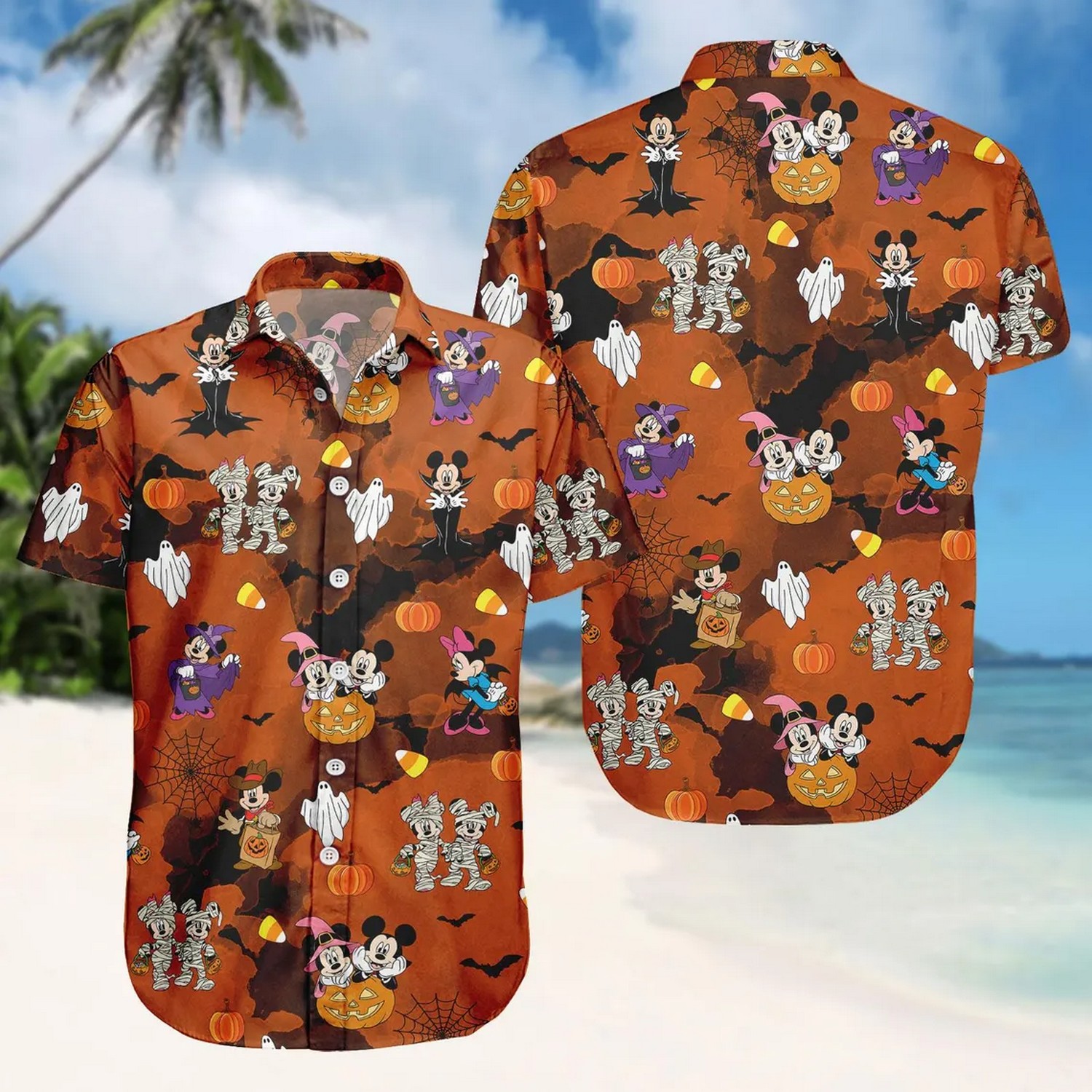 disney mickey and minnie mouse halloween hawaiian shirt l0mln