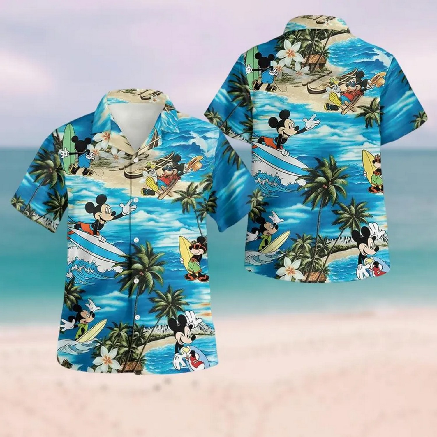 disney mickey summer surfing tropical hawaiian shirt rbjxb