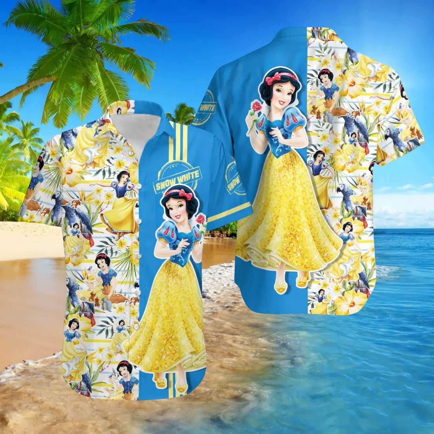 disney princess snow white seven dwarfs summer vacation hawaiian shirt 2zgpu