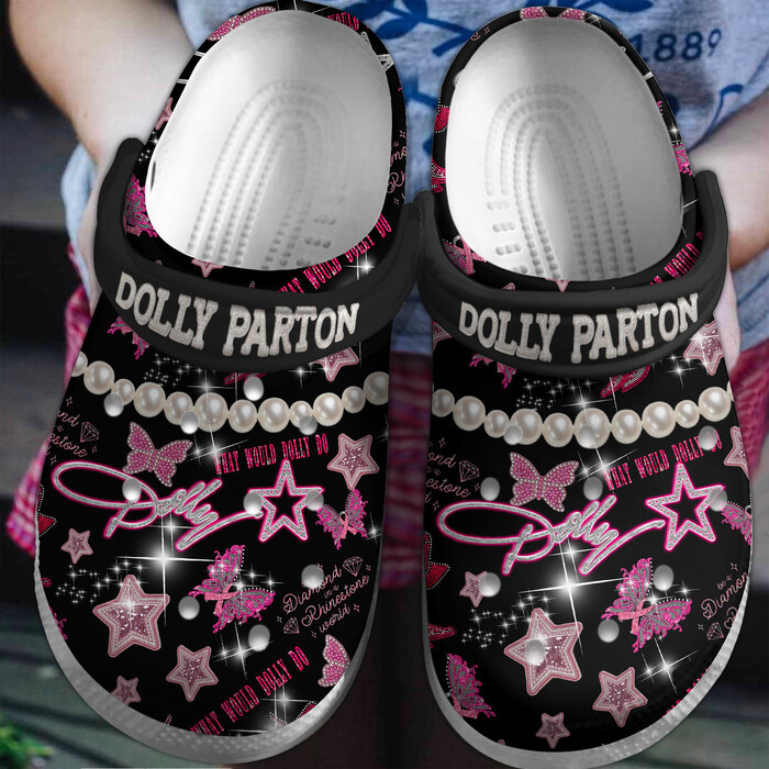 dolly parton glitter printed clogs shoes hyeea