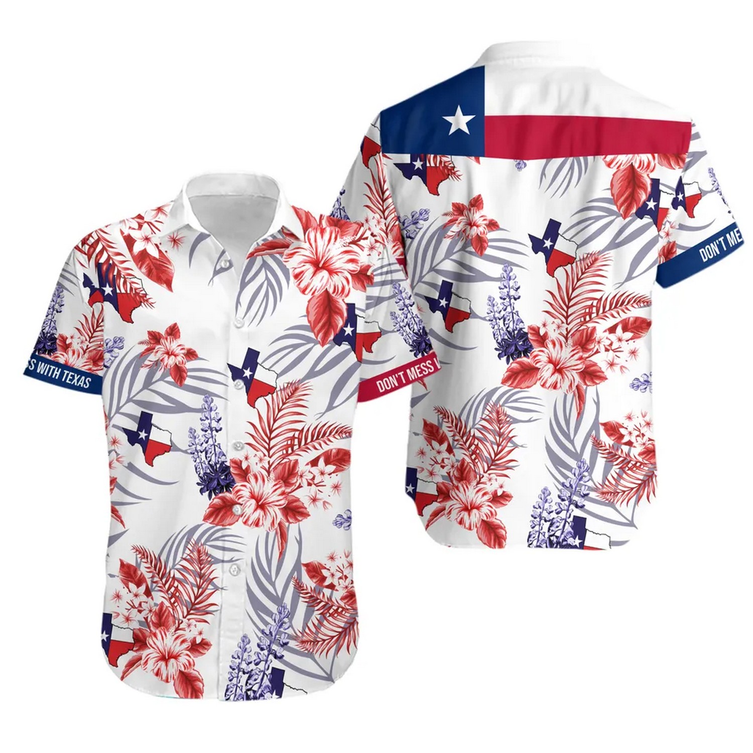 don t mess with texas tropical floral hawaiian shirt wbbjb