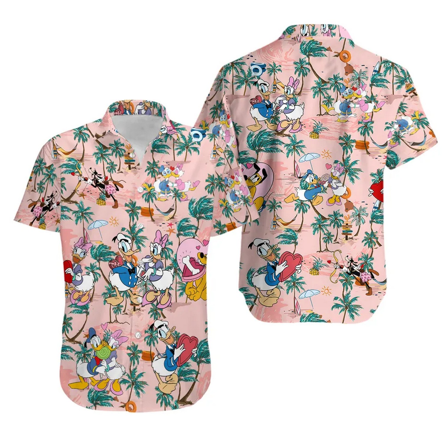 donald and daisy valentine summer beach hawaiian shirt qdt7u