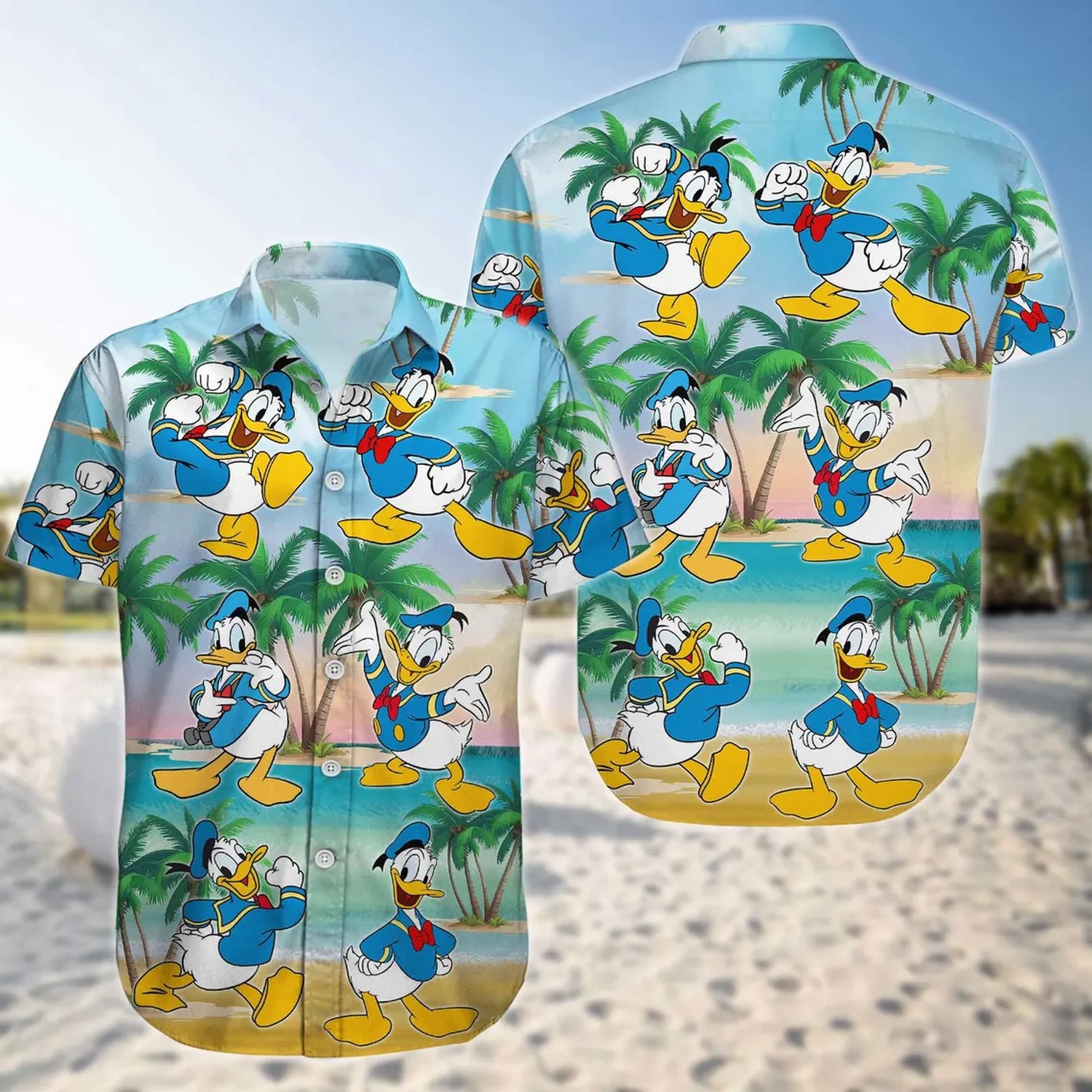 donald duck aloha floral summer beach hawaiian shirt daads