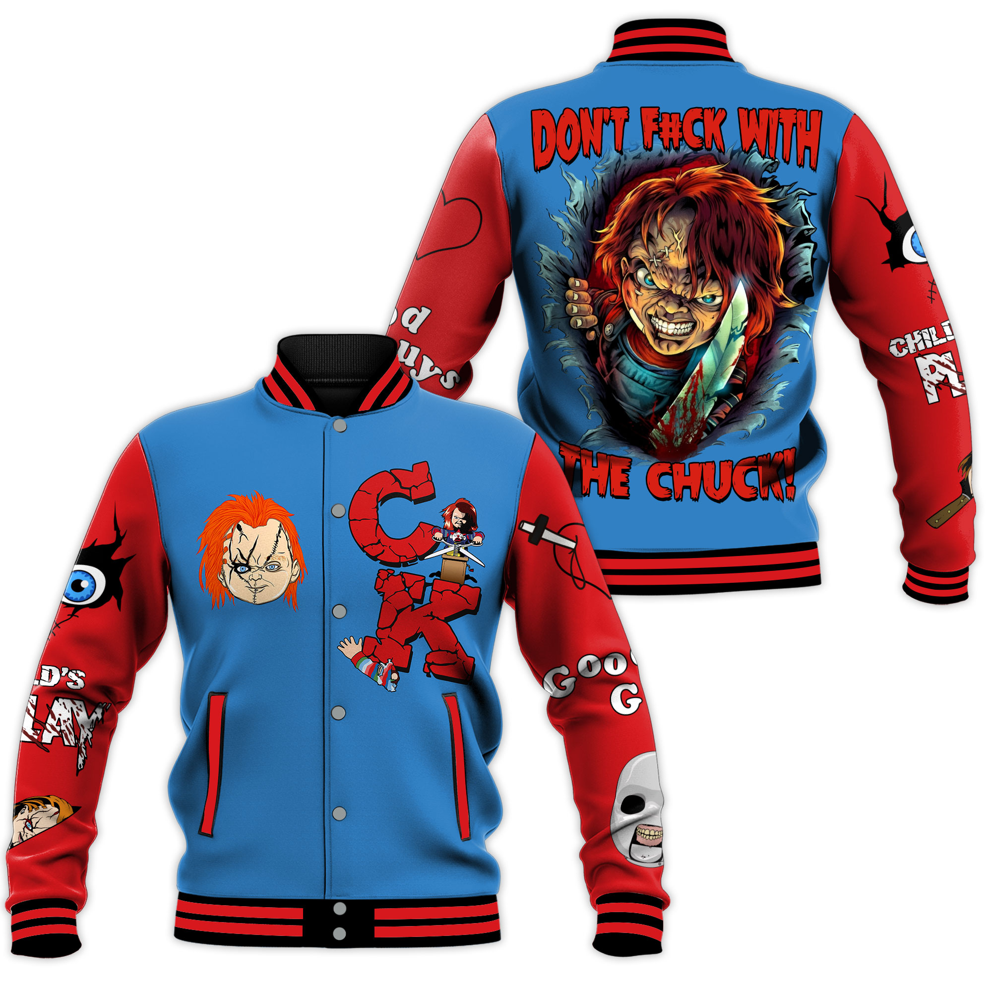 dont f23ck with chucky halloween bomber baseball jacket best halloween gift 39tfp