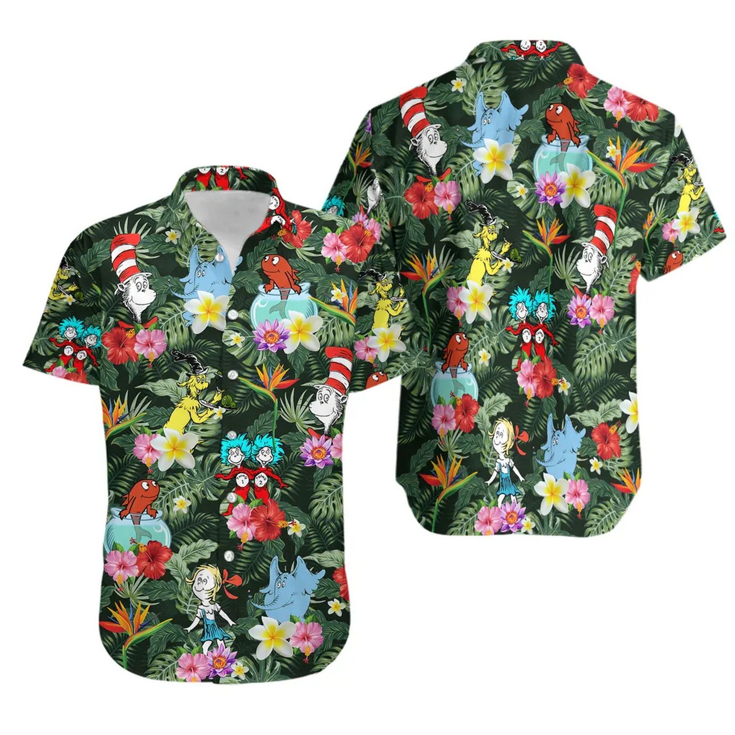 dr suess tropical flower hawaiian shirt zznyq