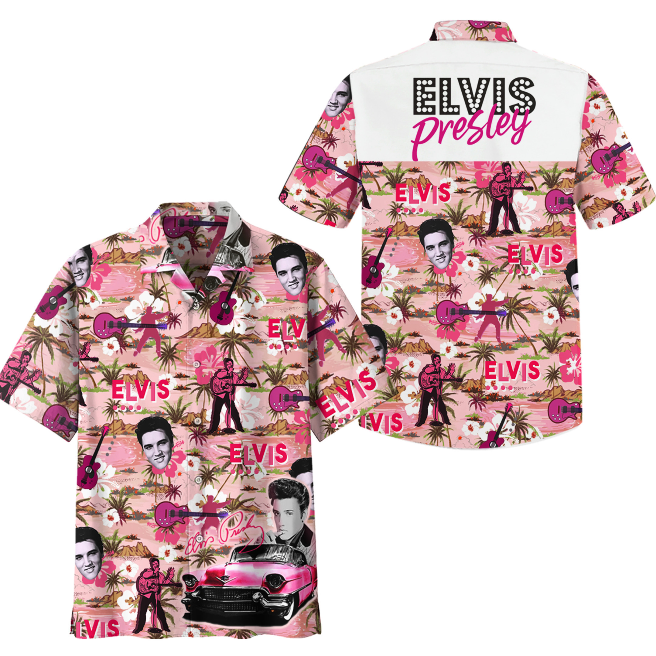 dreamy elvis presley pink hawaiian shirt 6yi69