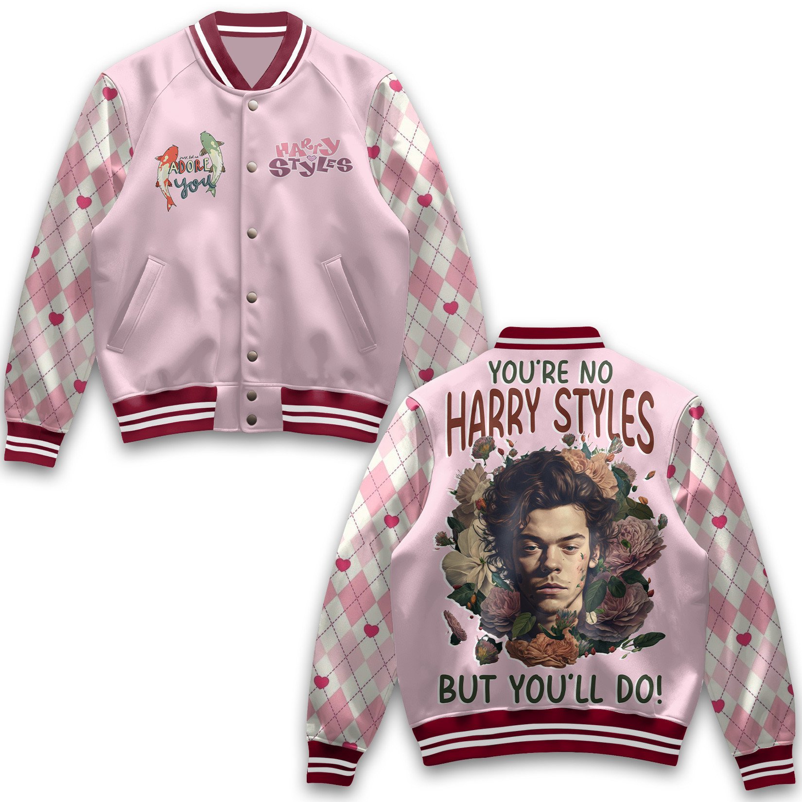 dreamy pink youre no harry styles but youll do baseball jacket ed8fp
