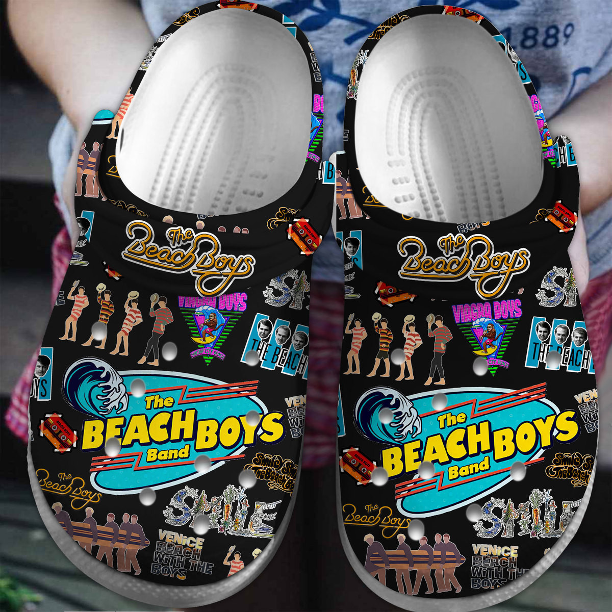 durable black slippers the beach boys band music clogs for kids and adults gtd12