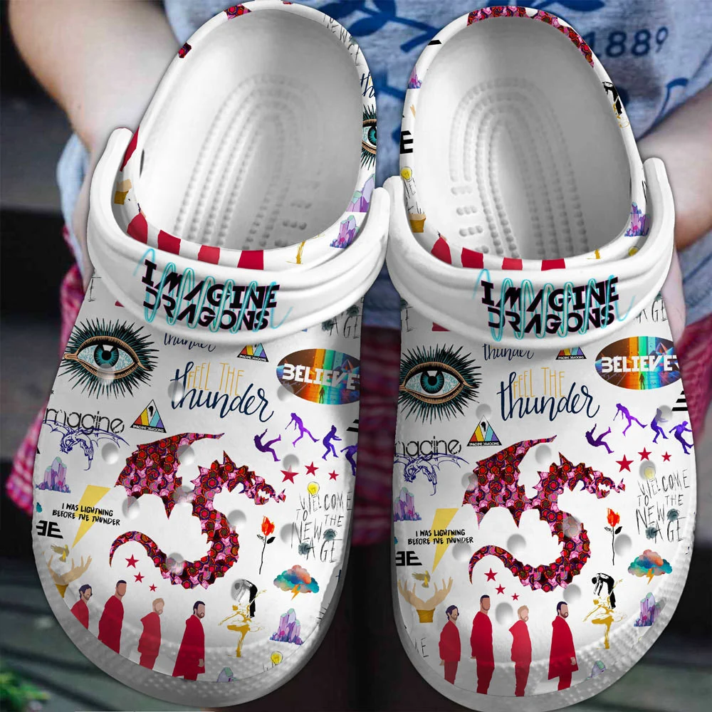 durable white sandals imagine dragon music clogs for kids and adults hl64v