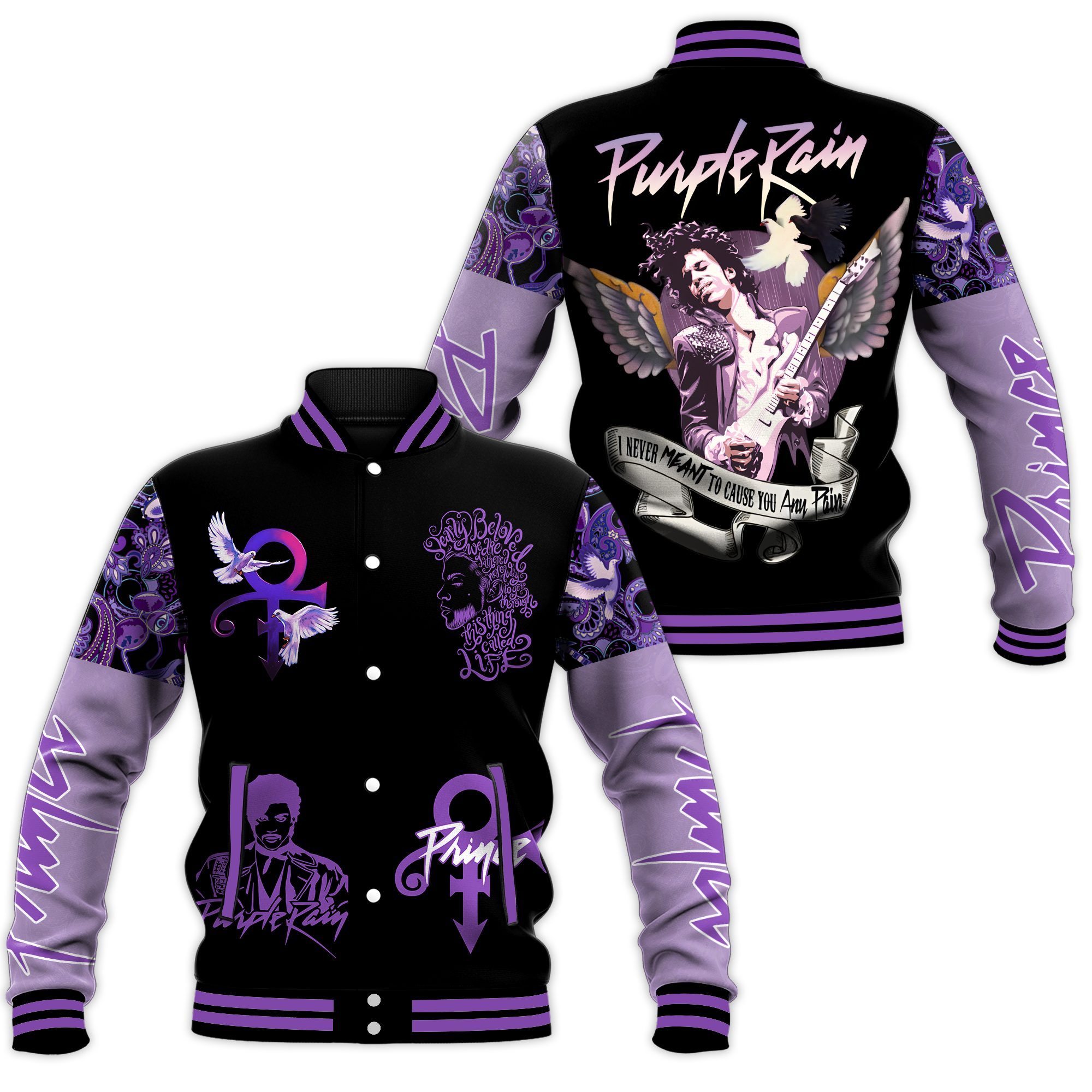 elegant purple rain prince music legend baseball jacket f0oqq